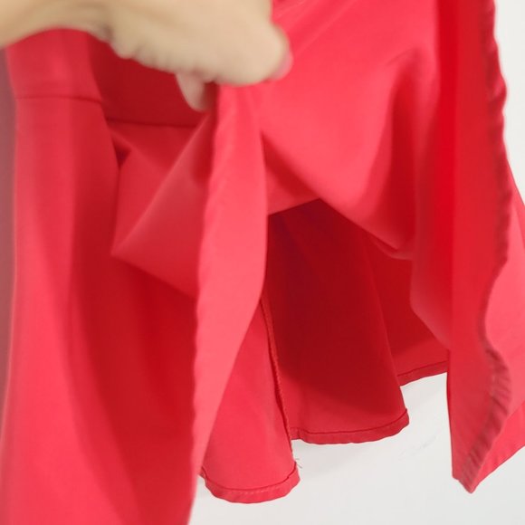 New Town Women Orange Coral Sleeveless Back Zipper Asymmetric Faux Wrap Tank Top - Picture 3 of 9